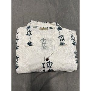 Royal Creation Made Hawaii Turtle Print Floral White Hawaiian SHIRT 3XL